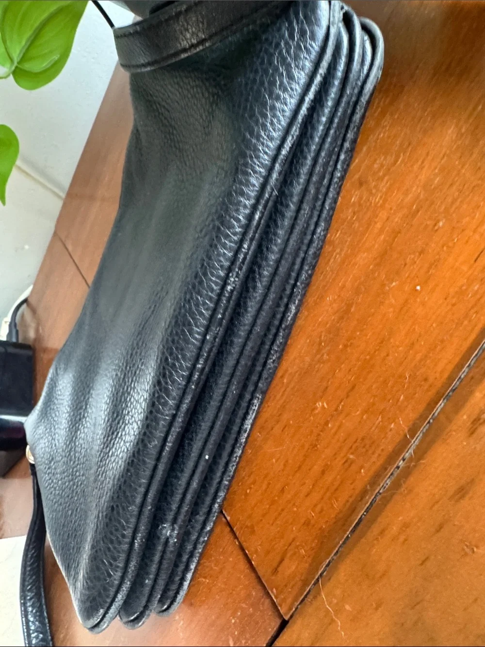 kate spade Black Pebbled Leather Crossbody Bag with Gold Logo